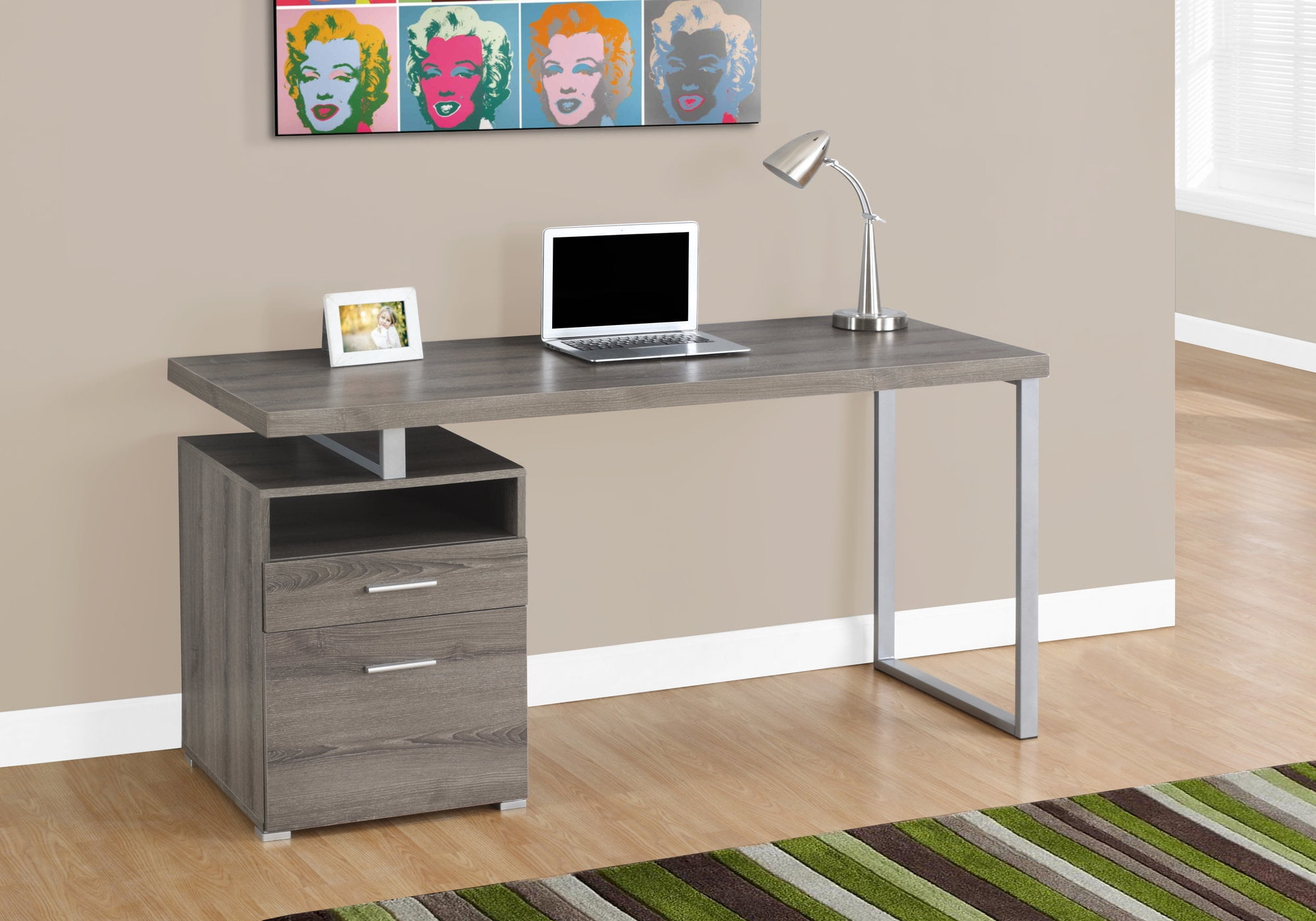 Monarch Specialties Computer Desk, Home Office, Laptop, Storage Drawers, 60"L, Work, Brown Laminate