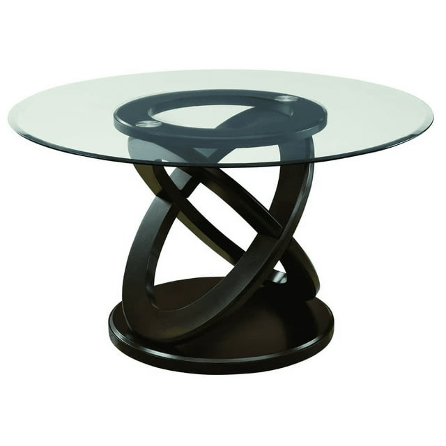 Monarch Specialties I 1749 Espresso 48" Wide Elegant Glass Top Dining Table (Chairs are not included)