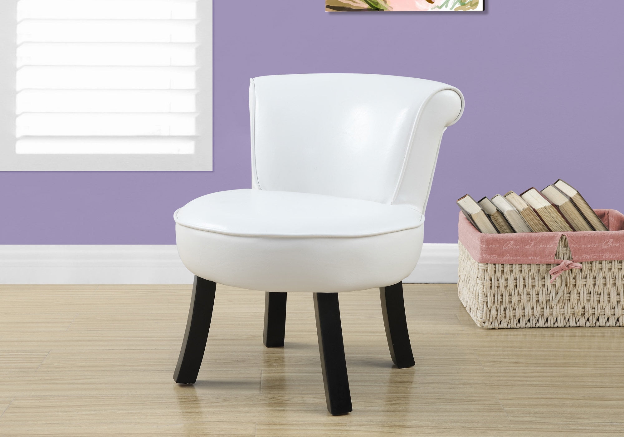 Monarch Specialties Juvenile Chair, Accent, Kids, Upholstered, White Leather Look,