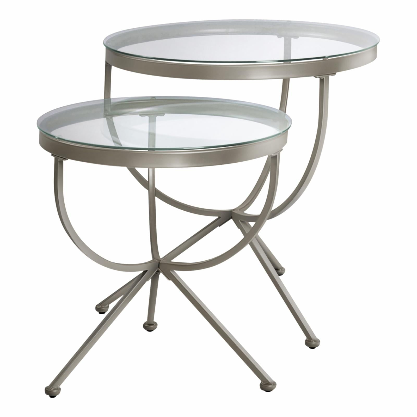 Monarch Specialties Nesting Table Set Of 2 Side End Accent for Living Room, Bedroom, Tempered Glass
