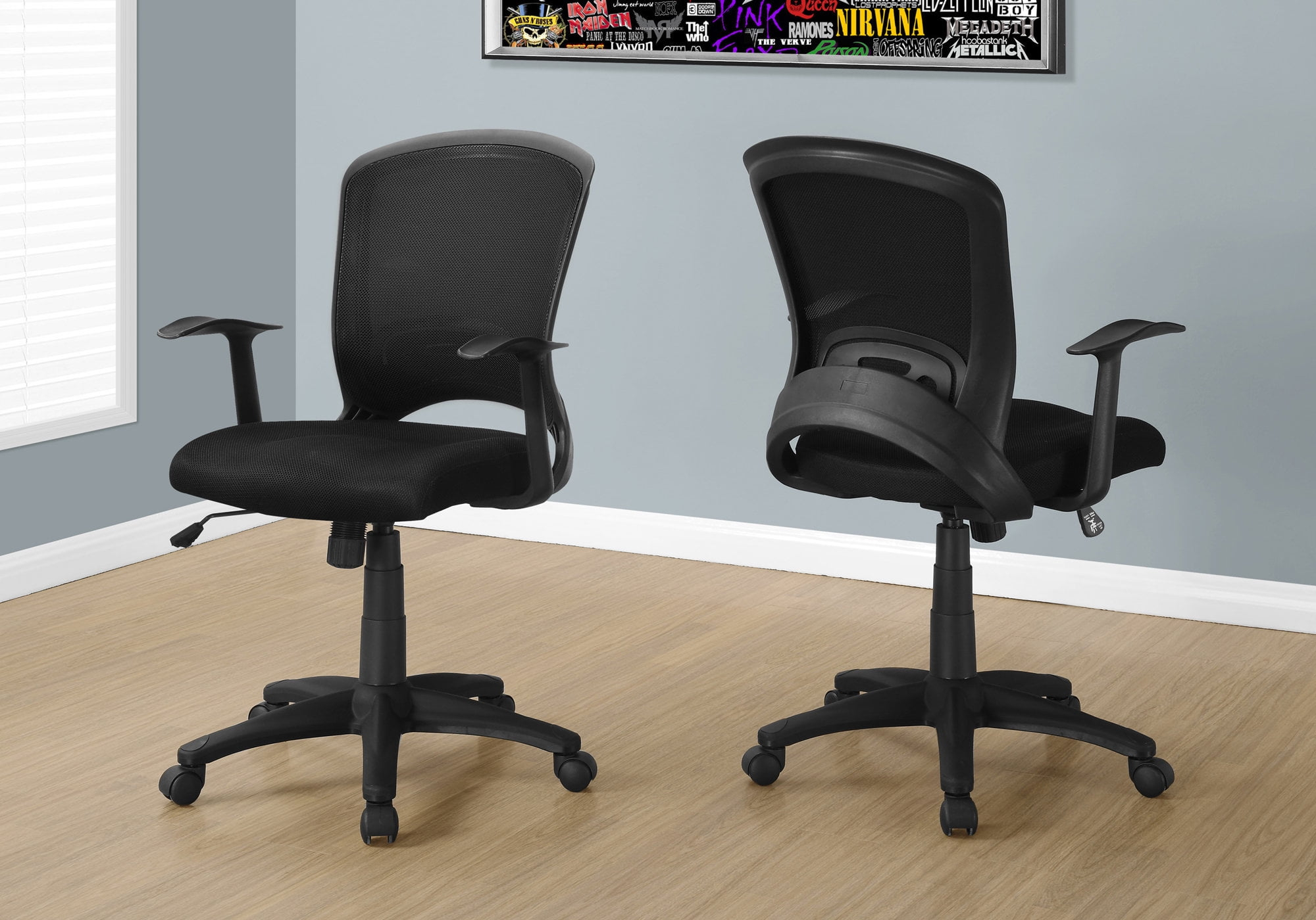 Monarch Specialties Office Chair, Swivel, Ergonomic, Armrests, Computer Desk, Work, Black Mesh