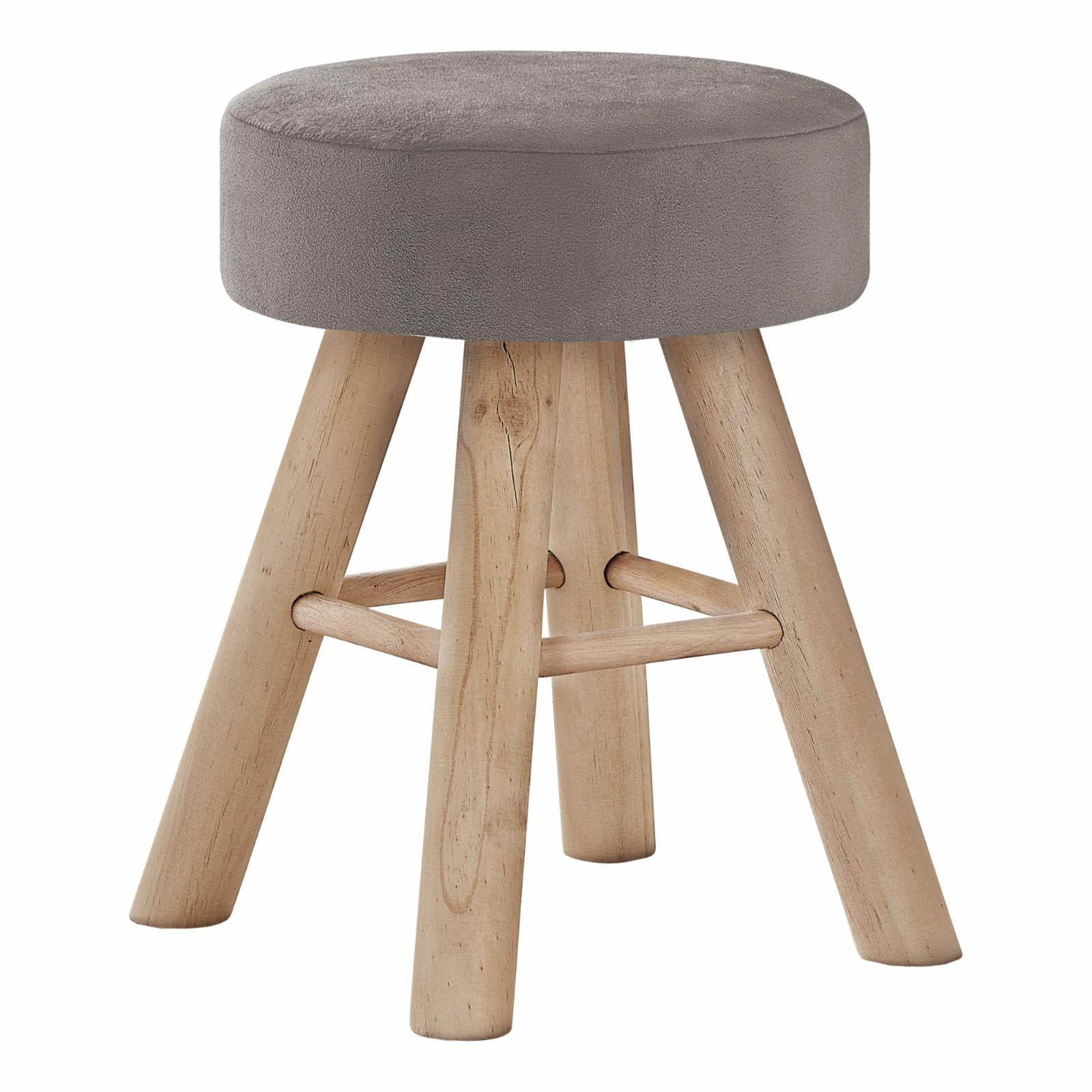 Monarch Specialties Ottoman, Pouf, Footrest, Foot Stool, 12" Round, Velvet, Wood, 16.25" H, Indoor