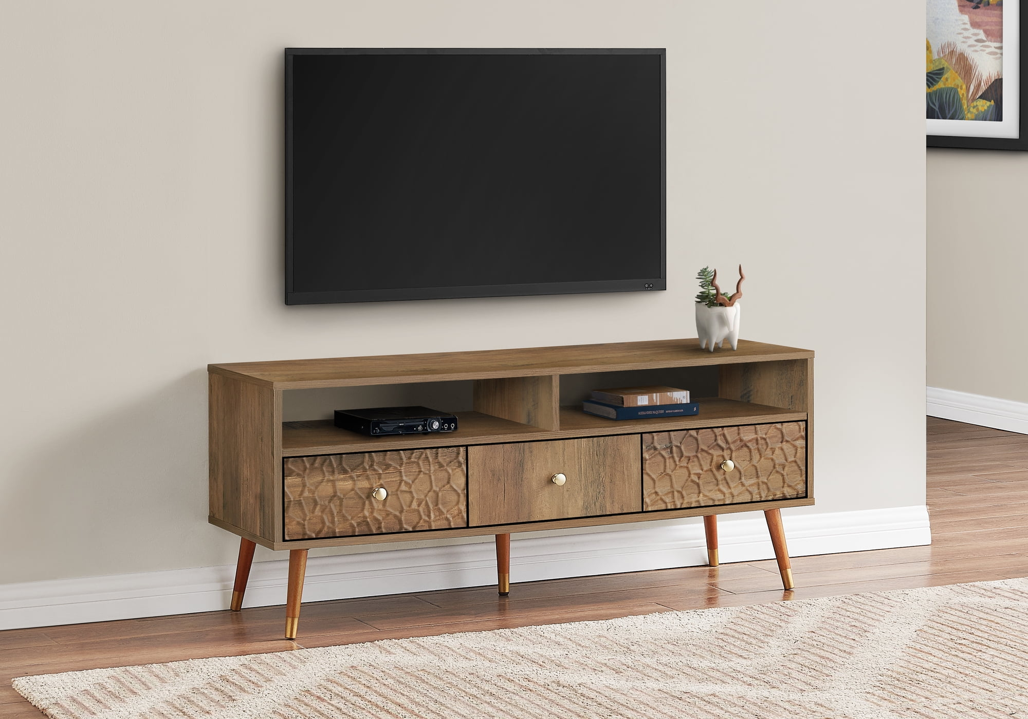Monarch Specialties Tv Stand, 48 Inch, Console, Living Room, Bedroom, Walnut Laminate