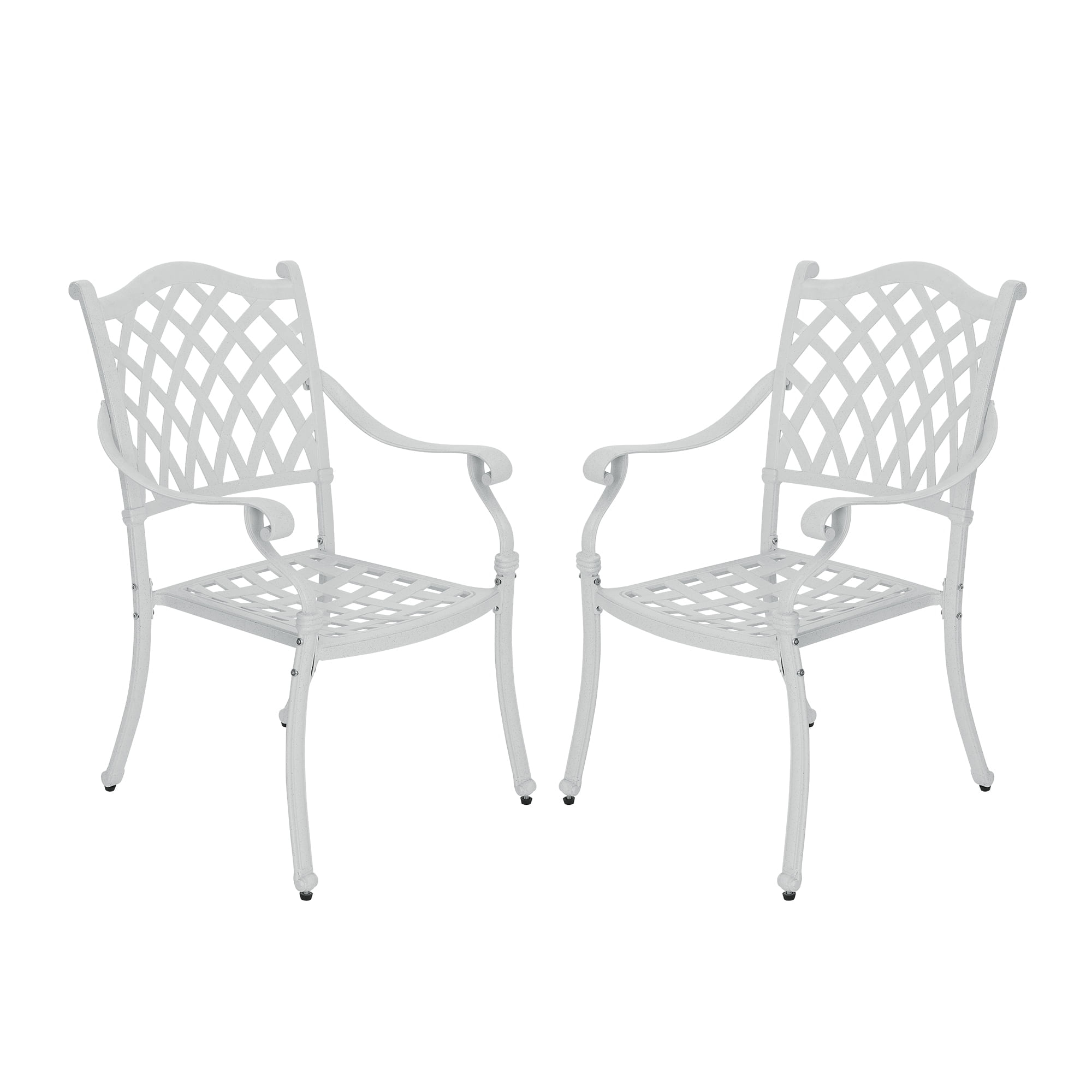 Mondawe Cast Aluminum Chair Woven Slatted AL Dining Chair White