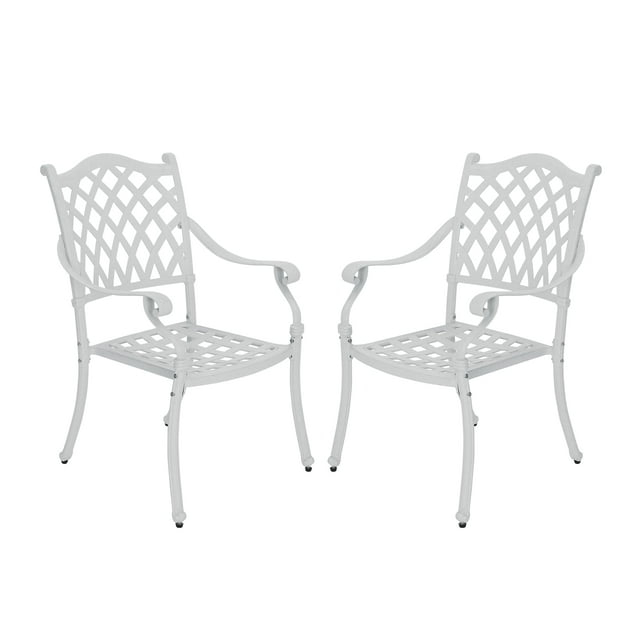 Mondawe Cast Aluminum Chair Woven Slatted AL Dining Chair White