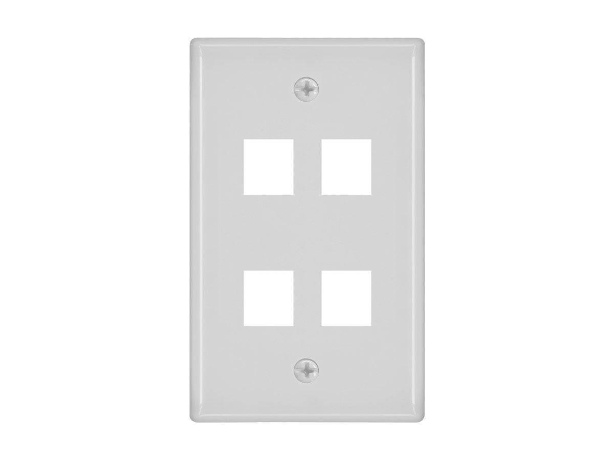 Monoprice 4-Hole 1-Gang Keystone Wall Plate - White