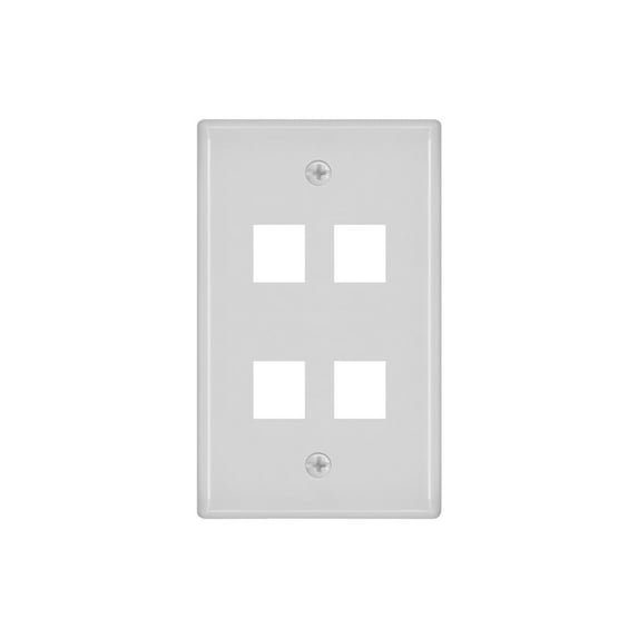 Monoprice 4-Hole 1-Gang Keystone Wall Plate - White