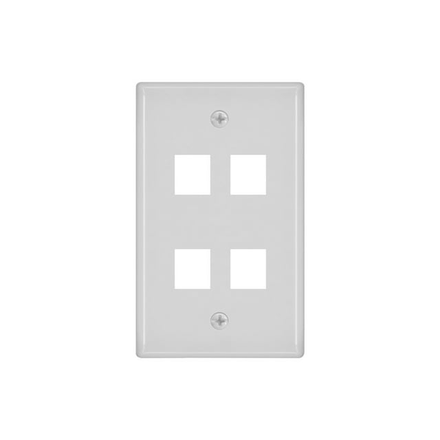 Monoprice 4-Hole 1-Gang Keystone Wall Plate - White