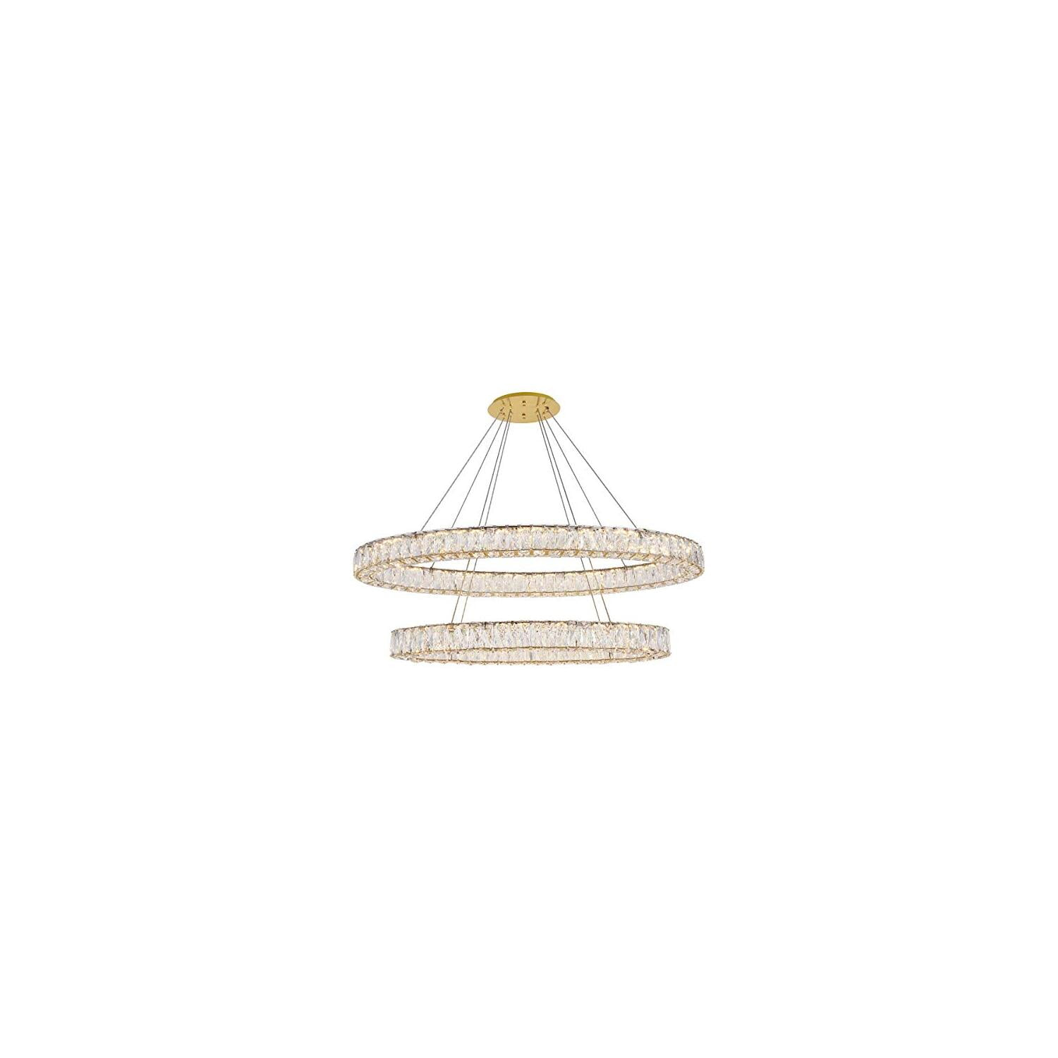 MONROE Pendant Light Transitional Gold Crystal Clear Black Stainless Steel