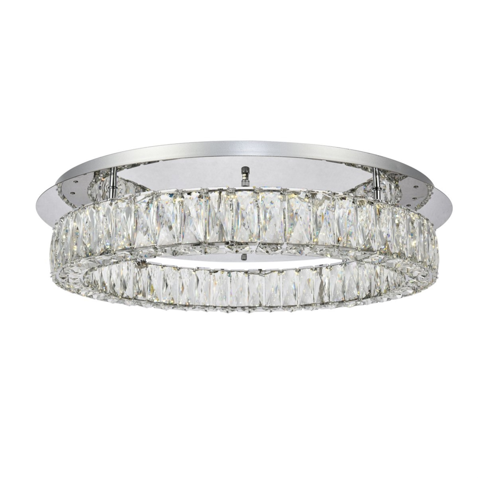 Monroe LED light Chrome Flush Mount Clear Royal Cut Crystal