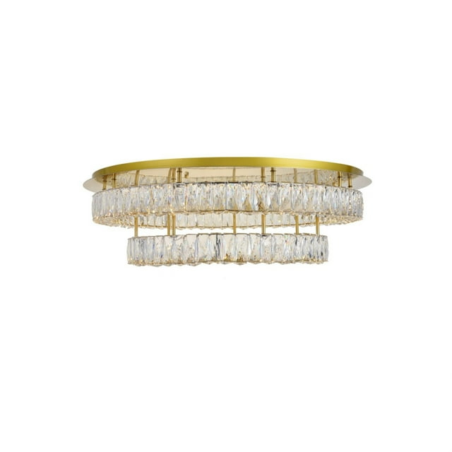 Monroe LED light Gold Flush Mount Clear Royal Cut Crystal
