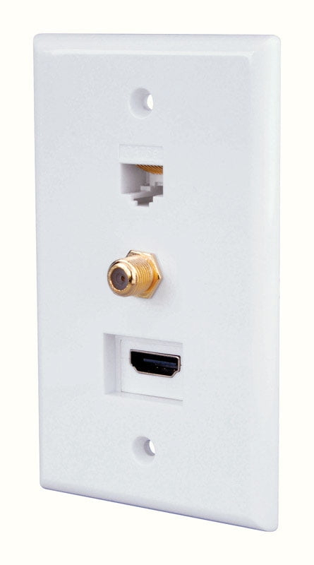 Monster JHIU0071 Just Hook It Up Combintion Style Home Theater Wall Plate, Plastic, White