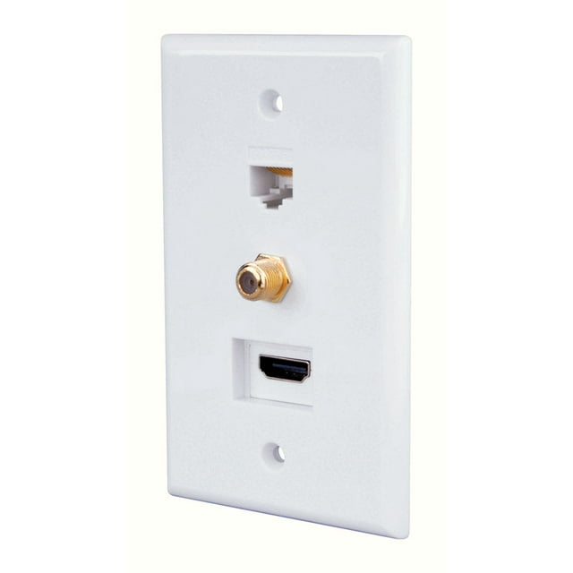 Monster JHIU0071 Just Hook It Up Combintion Style Home Theater Wall Plate, Plastic, White