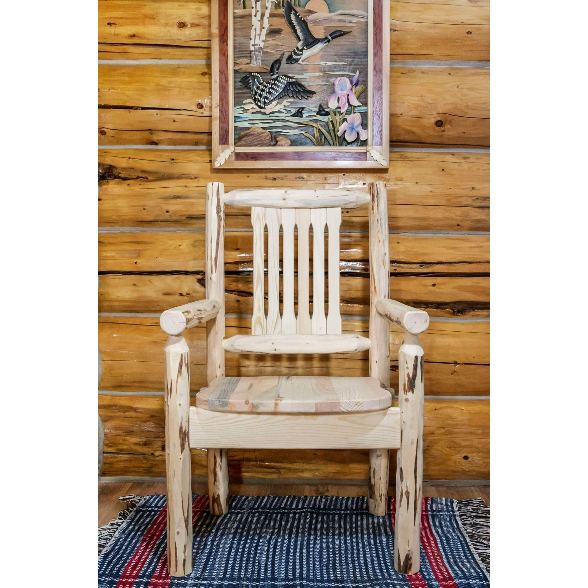 Montana Collection Captain's Chair, Clear Lacquer Finish w/ Ergonomic Wooden Seat