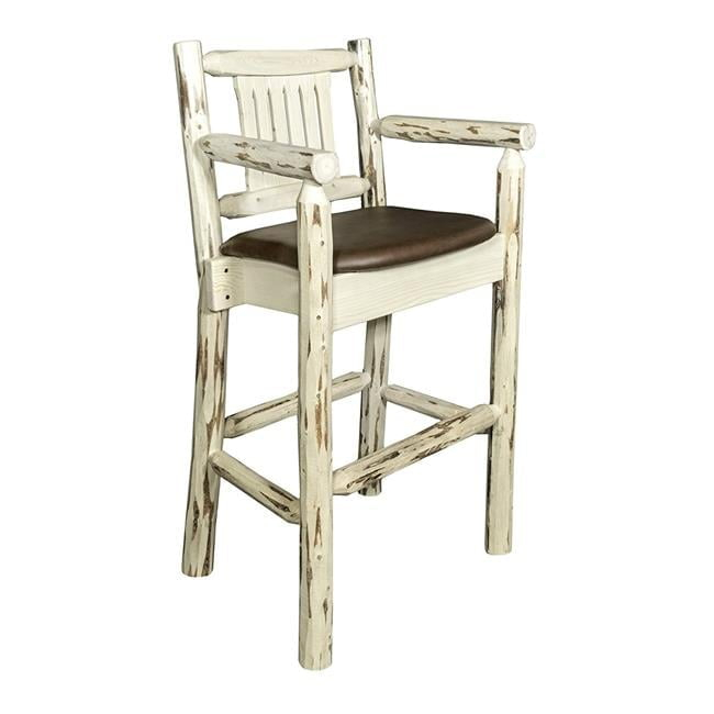 Montana Collection Captains Barstool, Ready to Finish with Upholstered Seat - Saddle Pattern