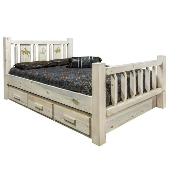 Montana Woodworks Homestead Handcrafted Pine Wood Queen Storage Bed in Natural