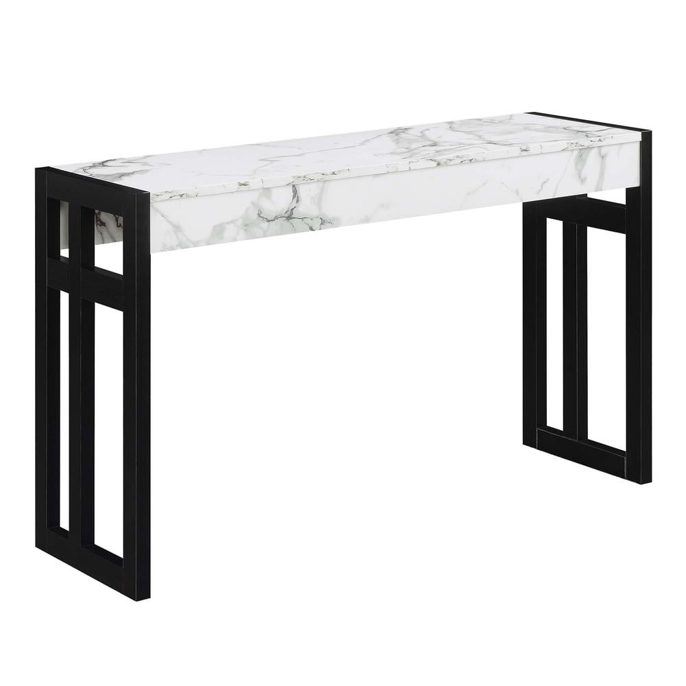 Monterey Console Table, White Faux Marble/Black
