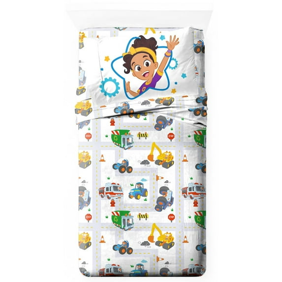 Moonbug Blippi How Does This Work 4 Piece Full Size Kids Sheet Set