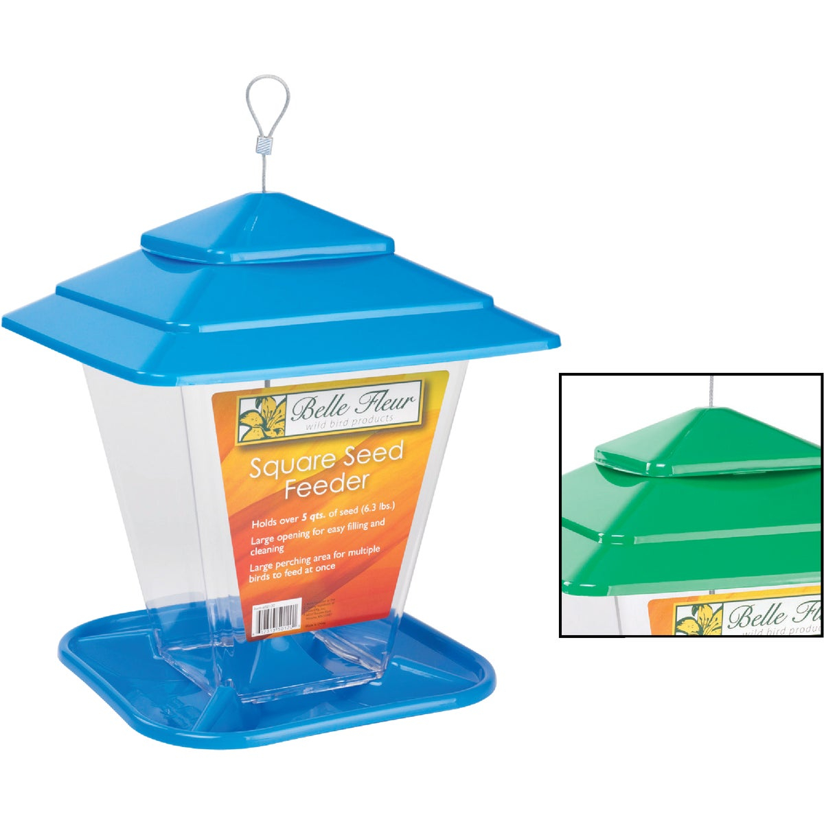 More Birds Plastic 6.6 Lb. Capacity Square Seed Hopper Bird Feeder