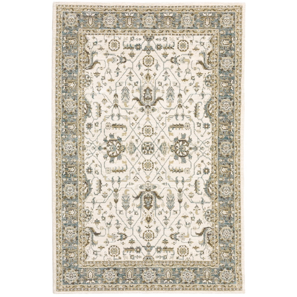 Moretti Glow Area Rug 9537P Traditional Ivory Rings Bulbs 10' x 13' 2" Rectangle