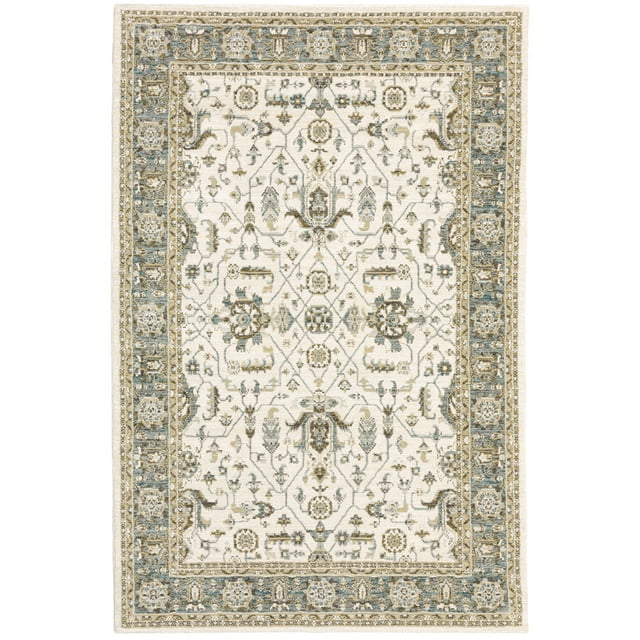 Moretti Glow Area Rug 9537P Traditional Ivory Rings Bulbs 10' x 13' 2" Rectangle