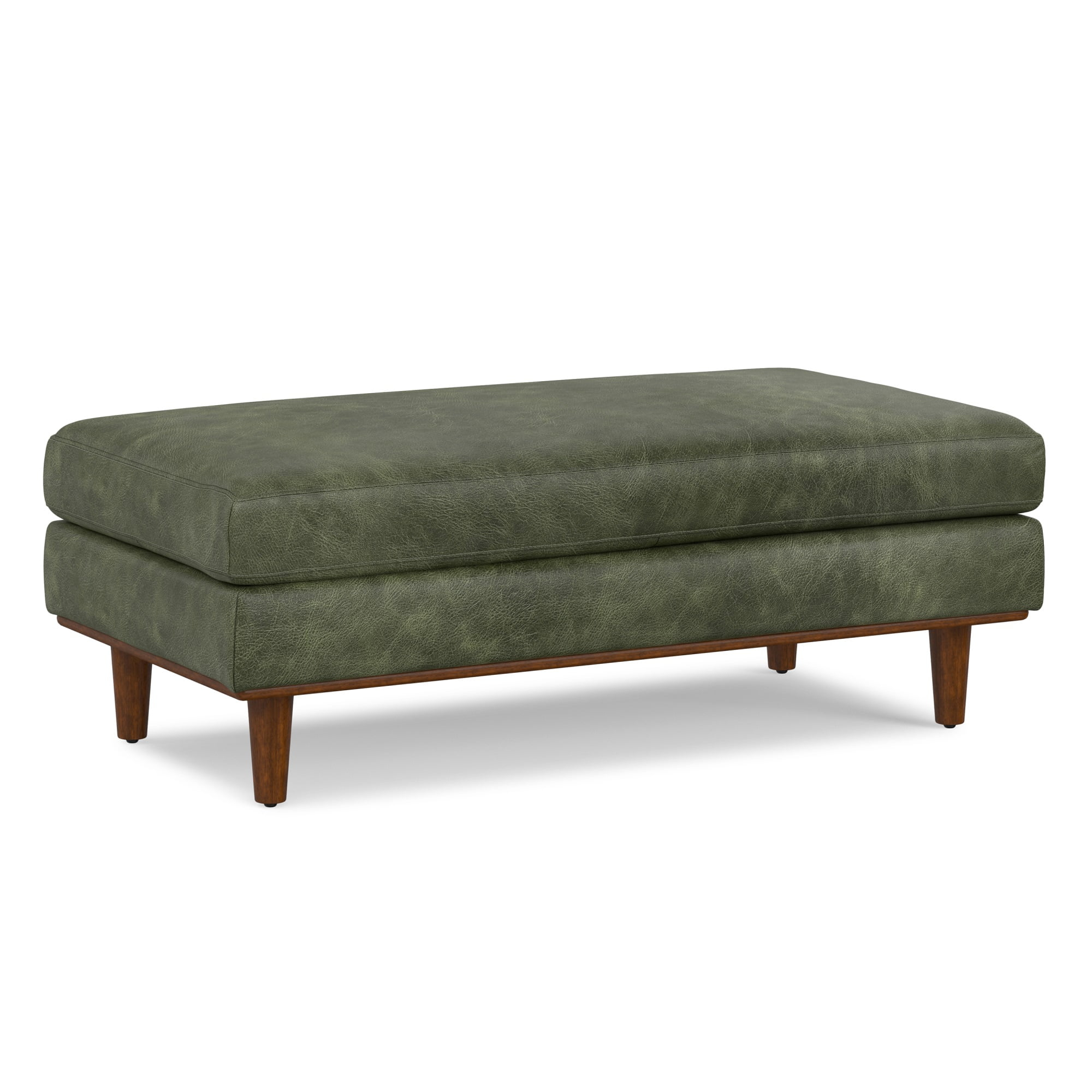 Morrison 49 inch Wide Mid-Century Modern Table Ottoman in Moss Green Genuine Leather