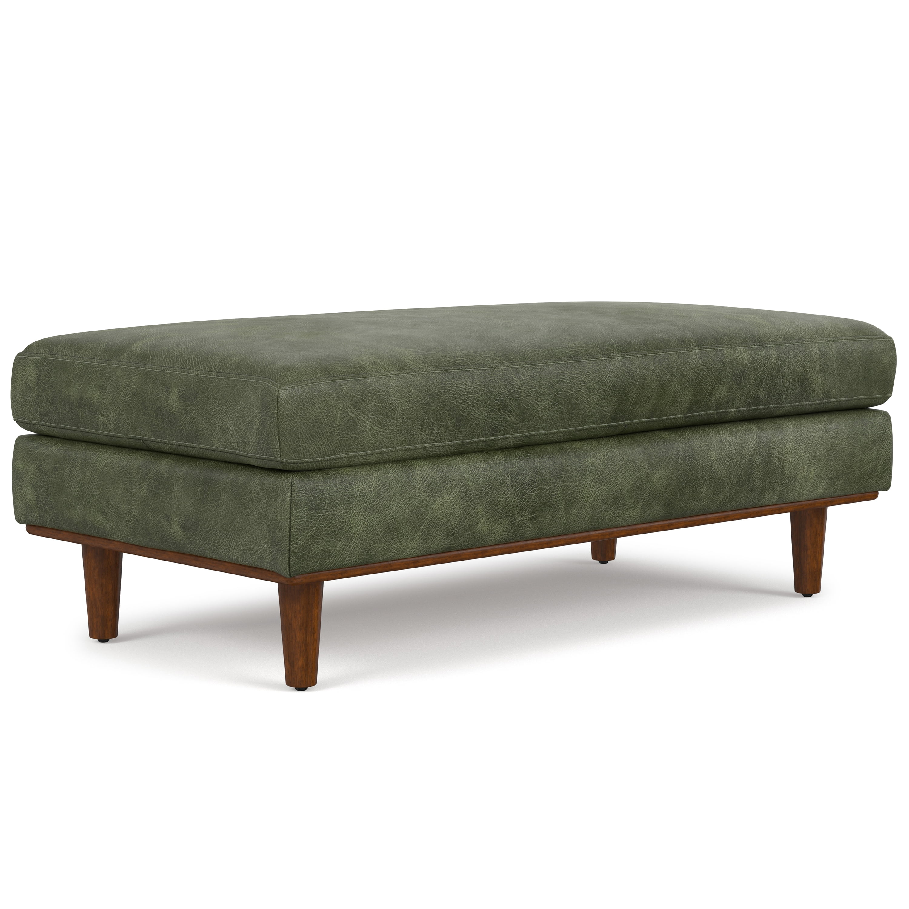 Morrison 49 inch Wide Mid-Century Modern Table Ottoman in Moss Green Genuine Leather