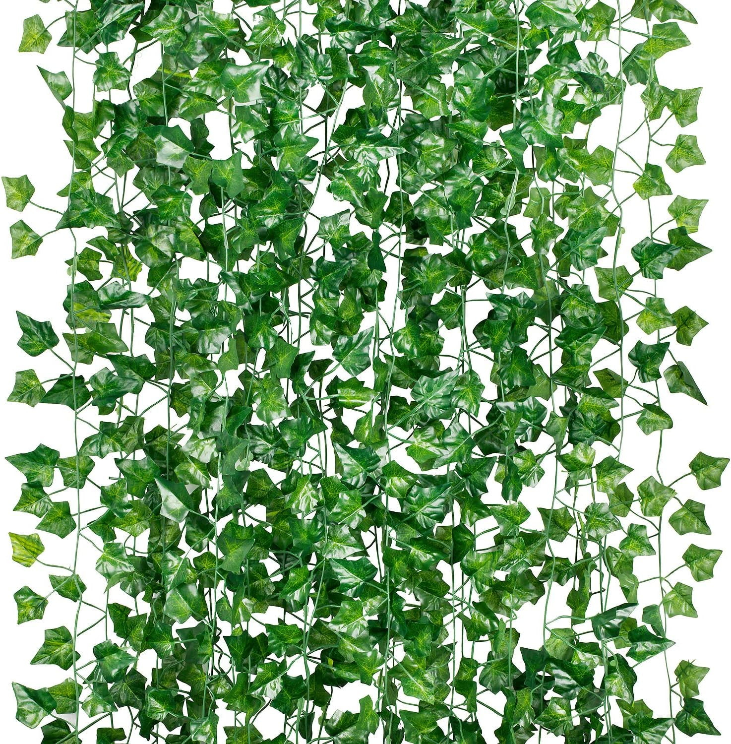 Morttic 84ft 12 Pack / 82 inch, Artificial Ivy Garland Fake Leaf Plants Vine, Hanging Leaves Garlands for Wedding Party Garden Kitchen Outdoor Greenery Wall Decor Green