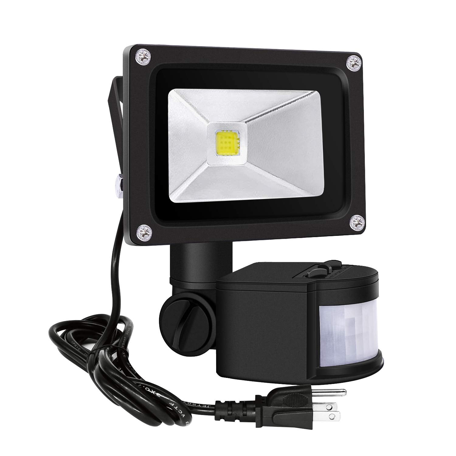 Motion Sensor Flood Lights Outdoor - 10W Induction LED Lamp IP65 Waterproof Spotlight 6500K LED Sensor High Energy Efficiency Durable Materials Daylight White -