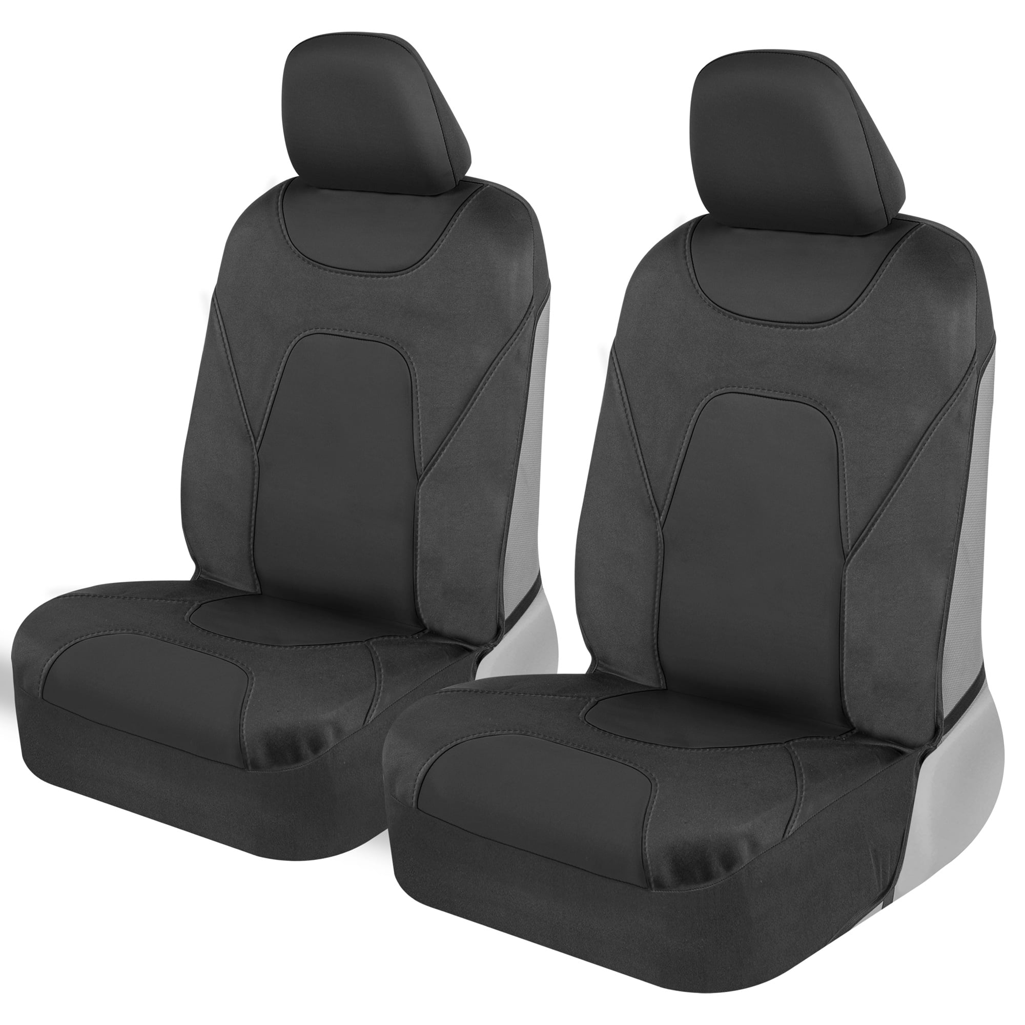Motor Trend AquaShield Car Seat Covers for Front Seats, Black – Two-Tone Waterproof, Neoprene Seat Cover Set, Interior Covers for Auto Truck Van SUV