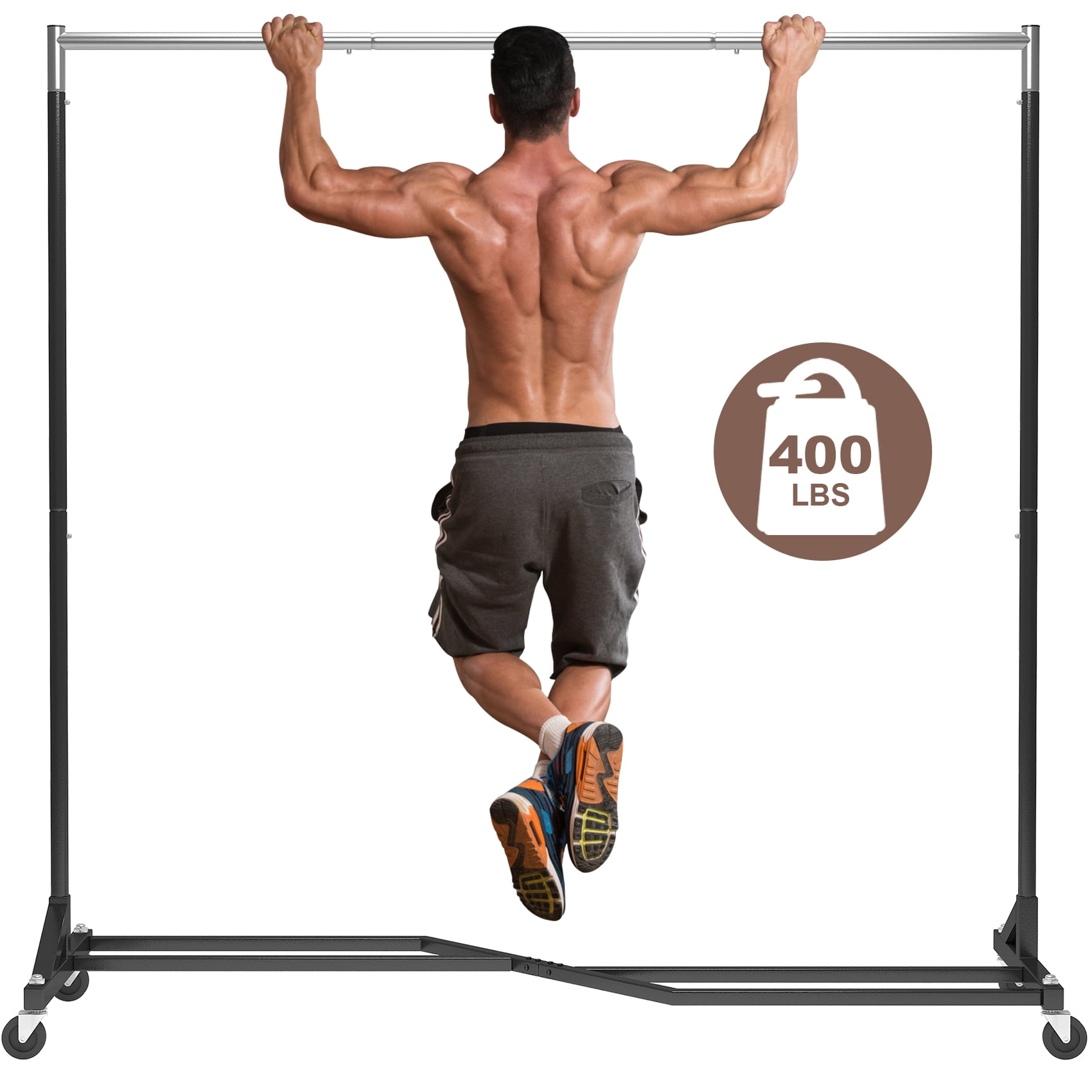 Mr IRONSTONE 400 lbs Heavy Duty Garment Rack, Rolling Clothes Hanger Rack with Wheels, Home Portable Bedroom Closet Clothing Rack, Black