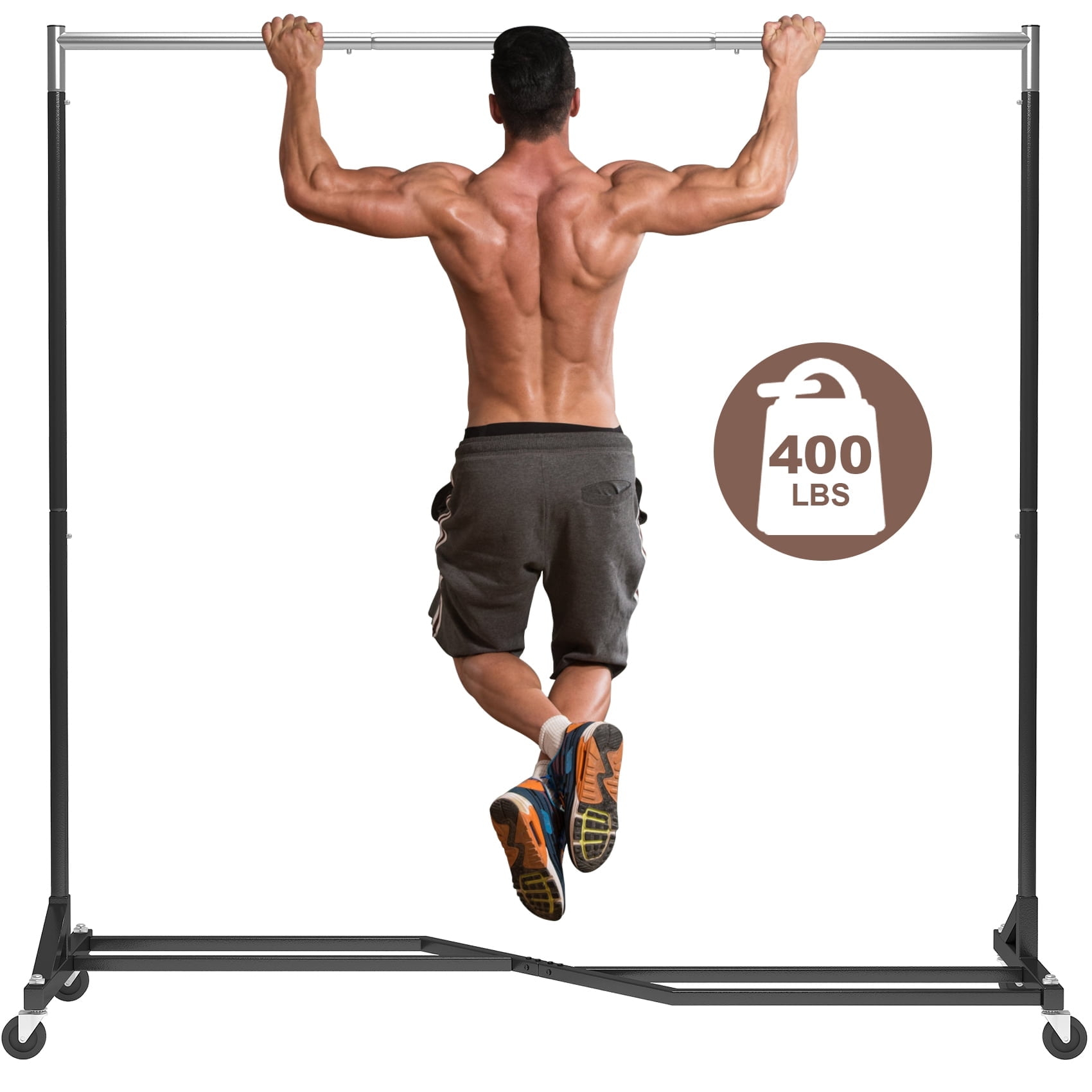 Mr IRONSTONE 400 lbs Heavy Duty Garment Rack, Rolling Clothes Hanger Rack with Wheels, Home Portable Bedroom Closet Clothing Rack, Black