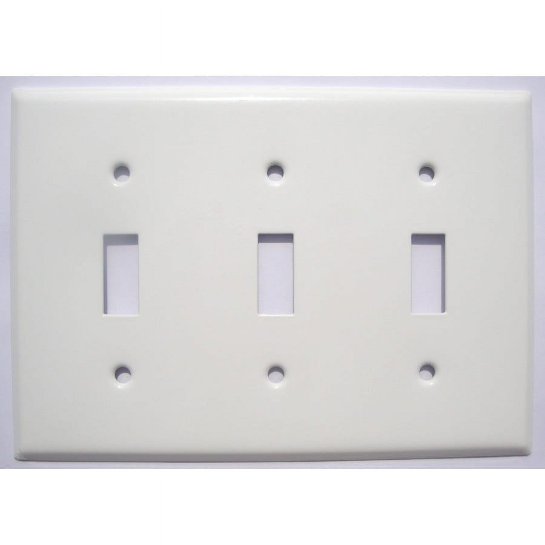 Mulberry 86073 3-Gang Toggle Light Switch Wall Plate, Standard Size Cover, Painted Steel, White