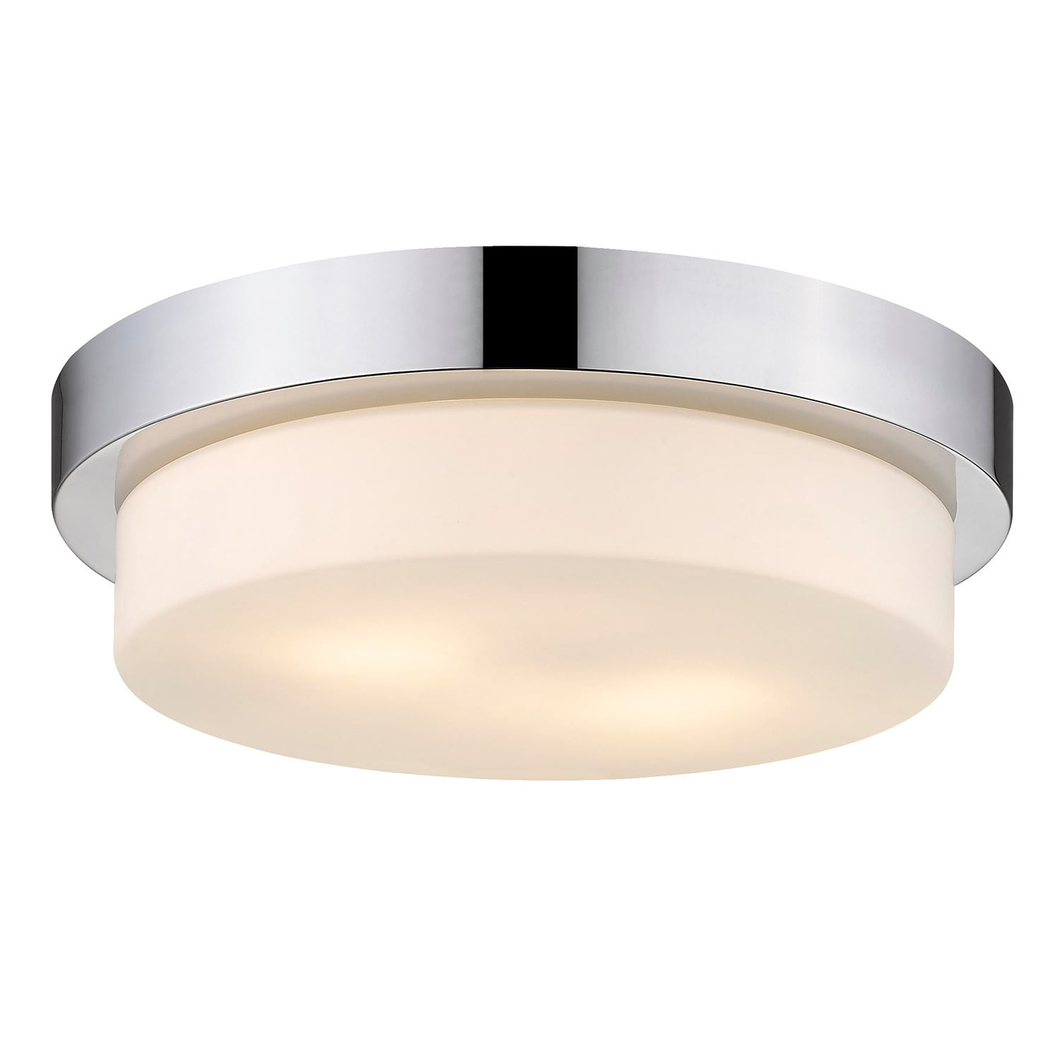 Golden Lighting Multi-Family 2-Light Flush Mount in Chrome with Opal Glass