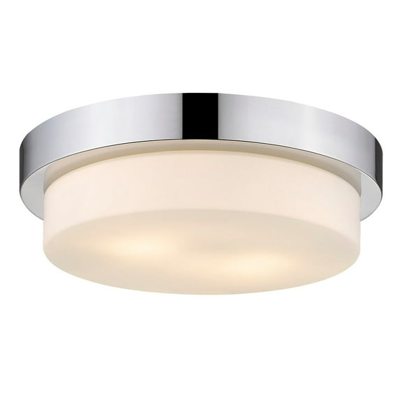 Golden Lighting Multi-Family 2-Light Flush Mount in Chrome with Opal Glass