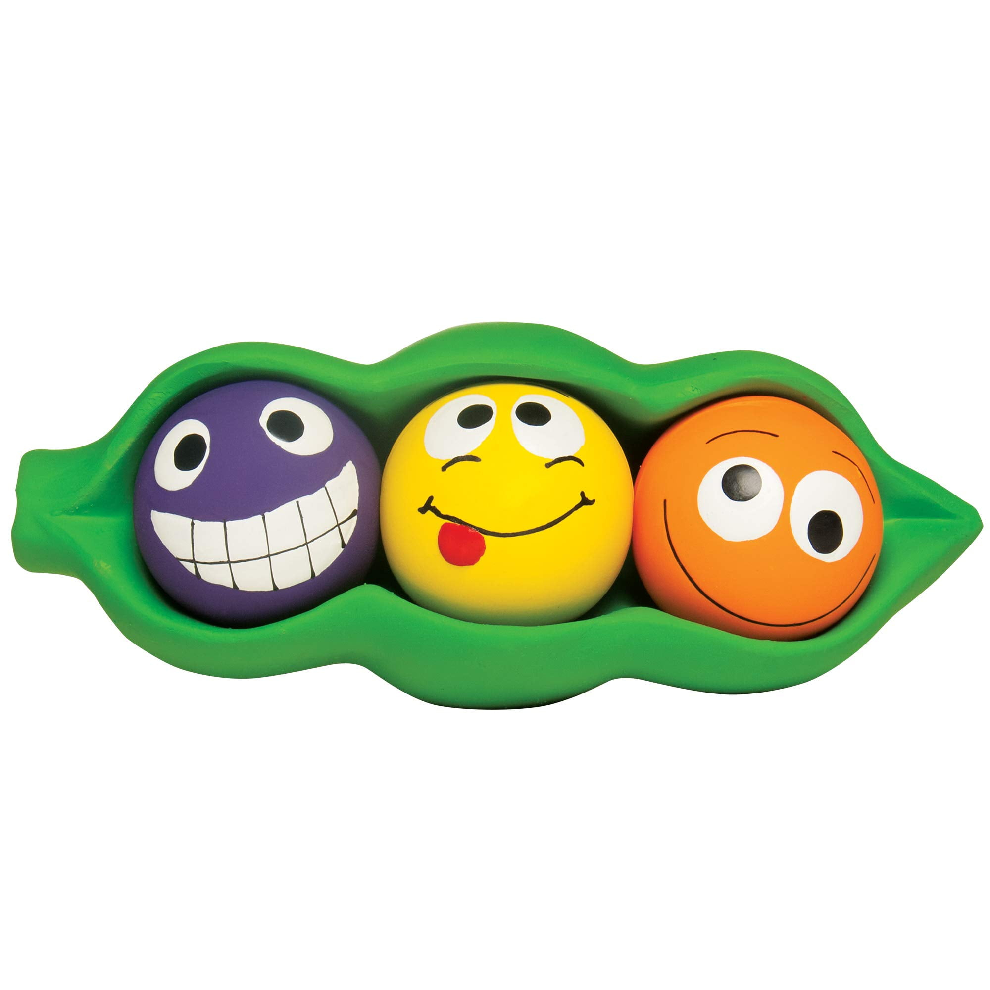 Multipet Three Peas in a Pod Latex 4-1 Dog Toy with Squeaker Balls inside Squeaker Pod, 7.5"