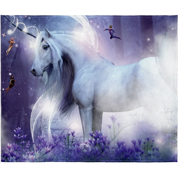 Mystical Unicorn and Fairies Fantasy Blanket Super Soft Silk Touch Plush Fleece Throw 50" X 60"