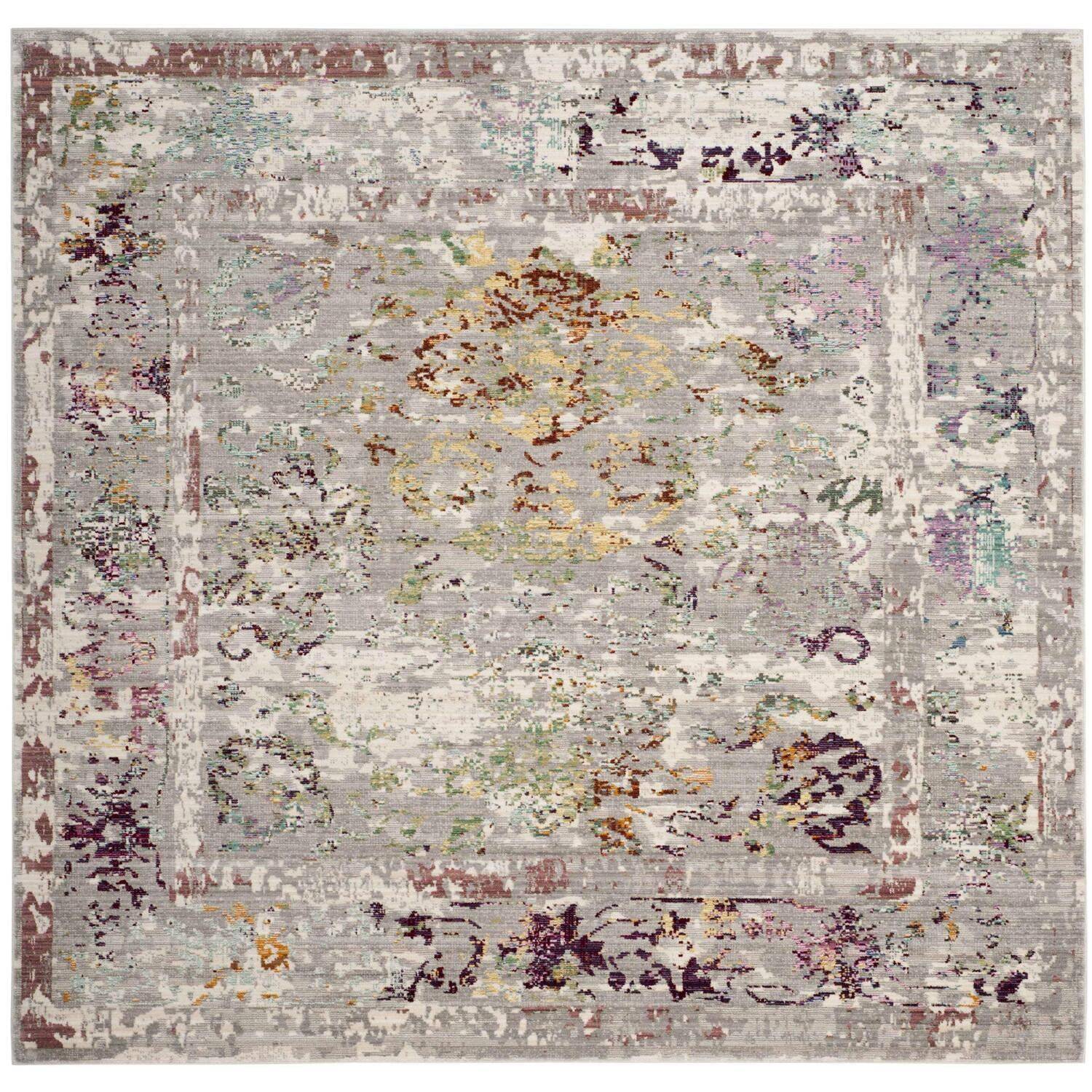 Mystique Grey/Multi Square Rug-Color:Grey/Multi,Shape:Square,Size:6'-7" X 6'-7"