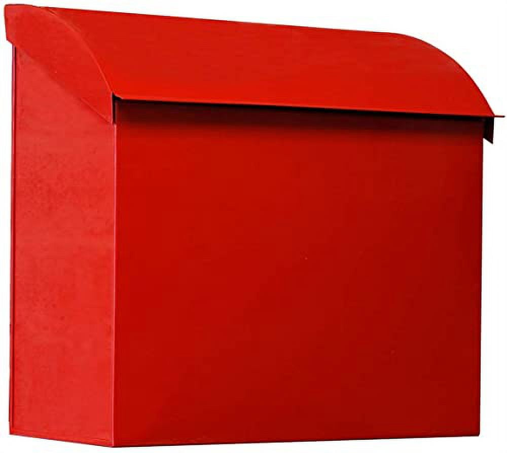 NACH Baxter High Capacity Parcel Mailbox - Wall Mount Mailboxes for Outside, Rust Resistant Galvanized Metal Mailbox - Red Mailbox- 12.4”x7.1”x11.8, MB-7000RED