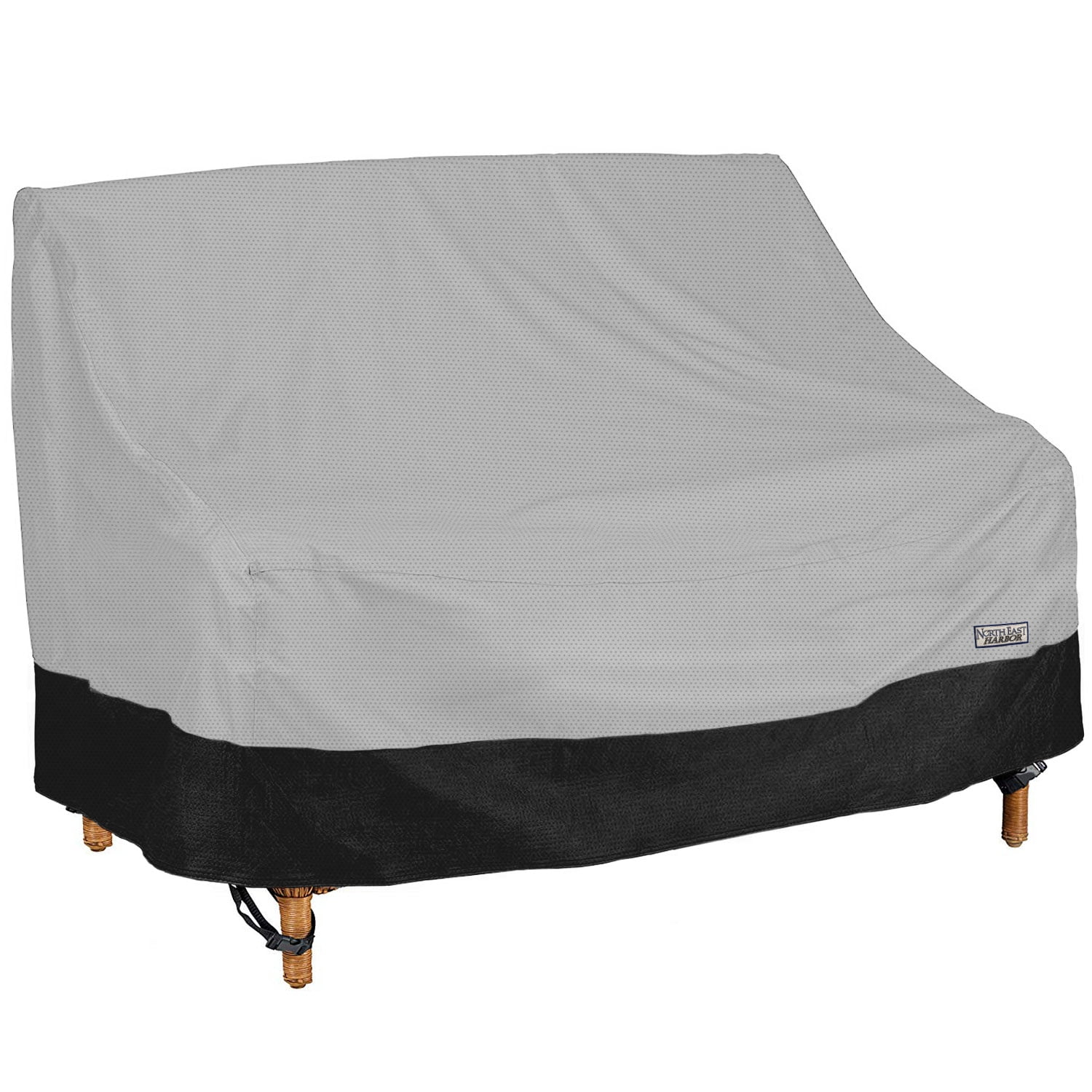 NEH Outdoor Patio Loveseat Sofa Furniture Cover - 70"W x 38"D x 35"H - Breathable Material, Sunray Protected, and Weather Resistant Storage Cover - Gray with Black Hem
