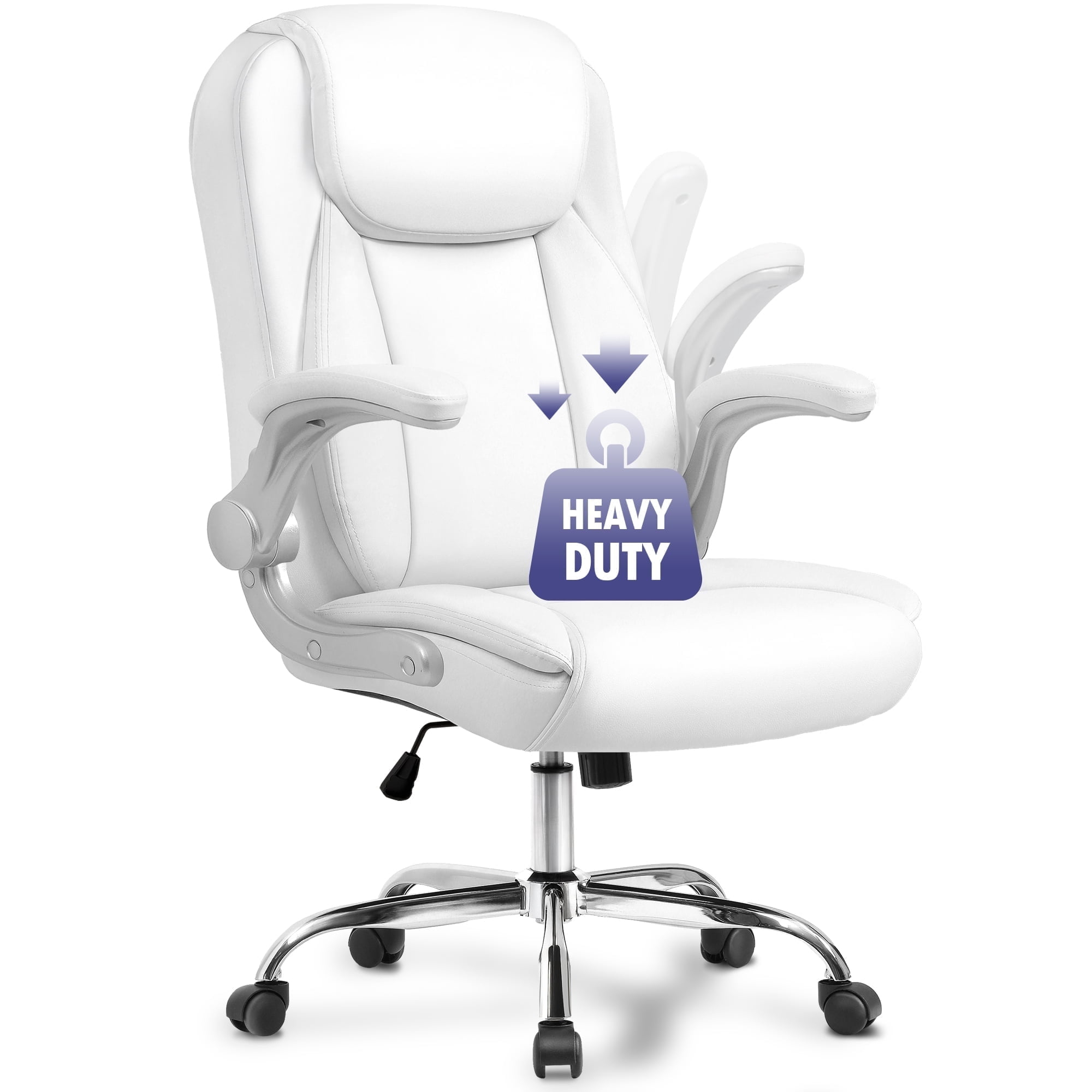 Neo Chair executive office chair cushioned 8 Hours Comfort, Heavy Duty Design, ergonomic back support flip-up armrest, White