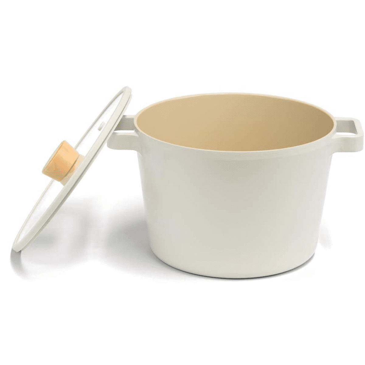 Neoflam Fika 4.9qt Deep Stock Pot with Glass Lid and Wood Knob, Made in Korea (22cm)