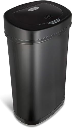 Nine Stars 13.2 Gallon Trash Can, Motion Sensor Kitchen Trash Can, Black Stainless Steel