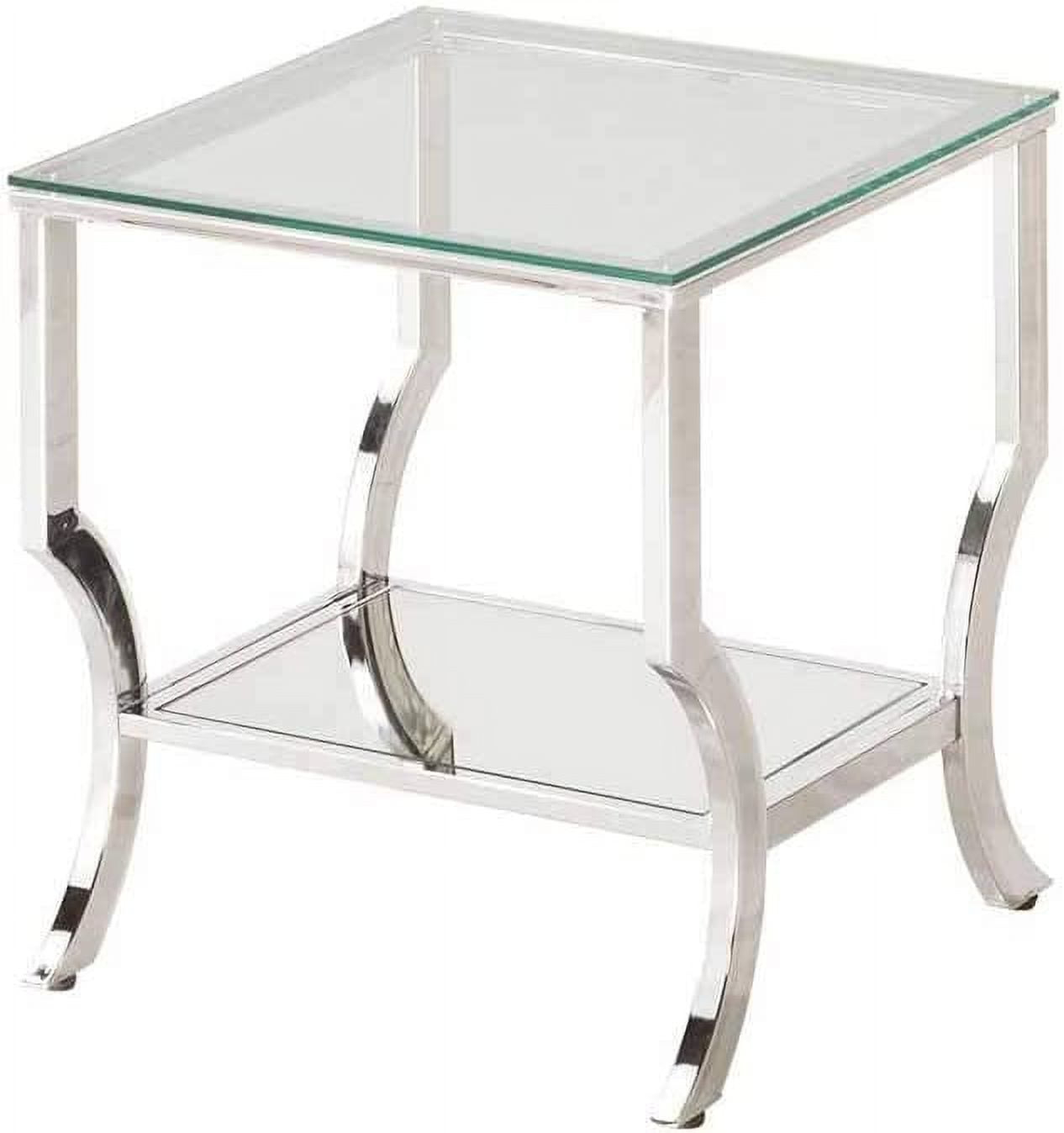 LLBIULife Square End Table with Mirrored  Chrome / Tempered Glass 720337