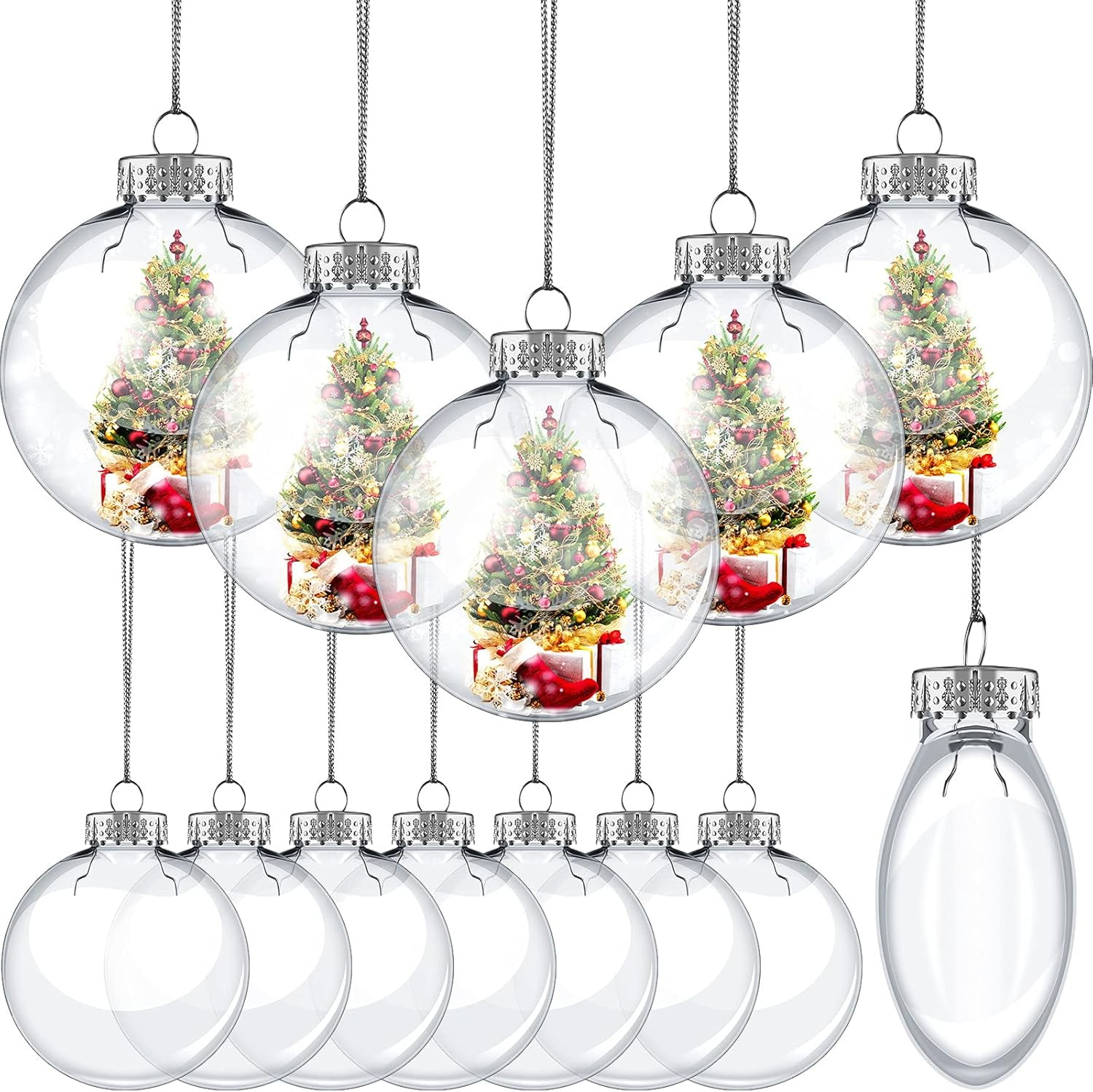 NOGIS 12 PCS 3.15 Inch Clear Ornaments Balls, Christmas DIY Fillable Ball Transparent Ball Baubles Crafts for Party Favor Wedding Christmas Birthday Home Decor