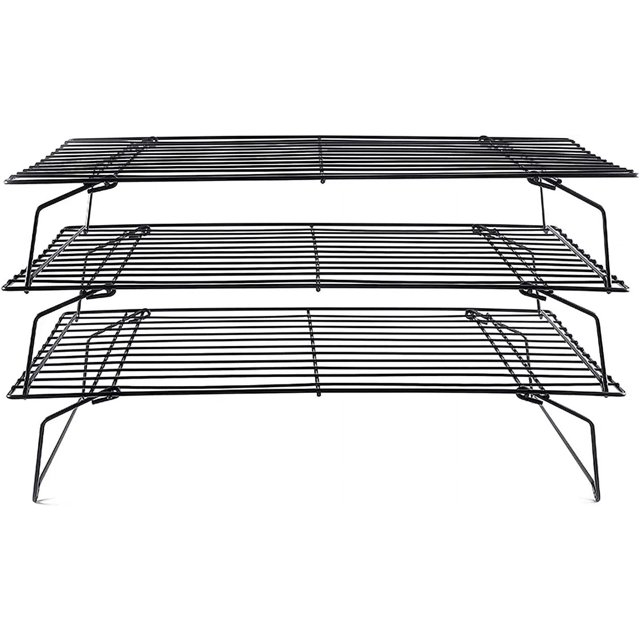 NOGIS 3 Tier Cooling Rack, Stackable Baking Rack Shelf, Kitchen Cookie Cooling Rack Baking Supplies for Bread Cake Biscuits and More (3-Tier Cooling Racks)