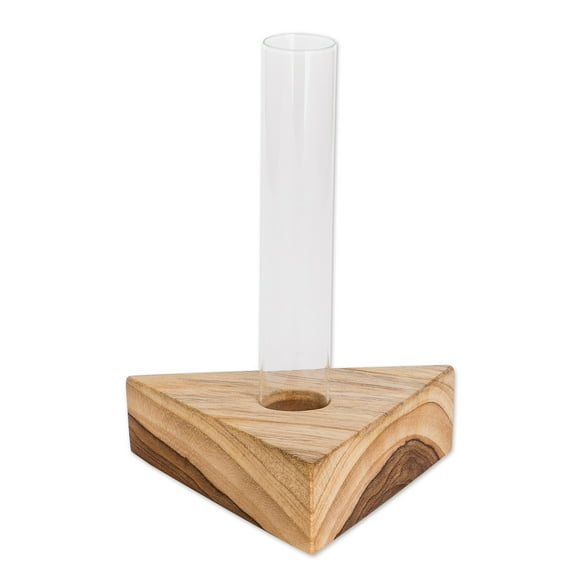 NOVICA Teak and glass vase, 'Home Glamour'