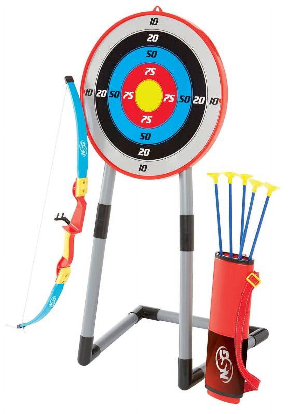 NSG Deluxe Bow & Arrow Archery Set for Kids - Toy Archery Bow with Large Freestanding Target, Suction Cup Arrows, and Quiver - Toys for Children Above 6 Years of Age