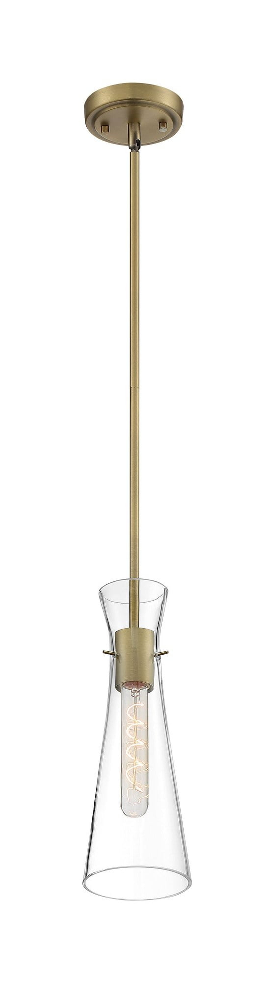 60/6858-Nuvo Lighting-Bahari-1 Light Mini Pendant in Traditional Style-4 Inches Wide by 14 Inches High-Vintage Brass Finish