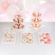 NWK 5 Piece Cake Stand Set with 2xLarge 3-Tier Cupcake Stands + 3X Appetizer Trays Perfect for Wedding Baby shower Graduation New Year Birthday Tea Party